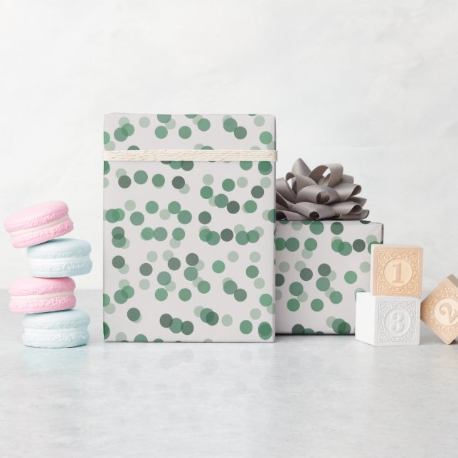 Papel De Presente pontos verdes e brancos (Chá de bebê)