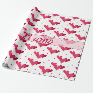 Papel De Presente Pontos vermelhos dos corações do amor italiano n
