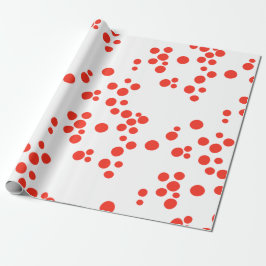 Papel De Presente Pontos Vermelhos em Branco