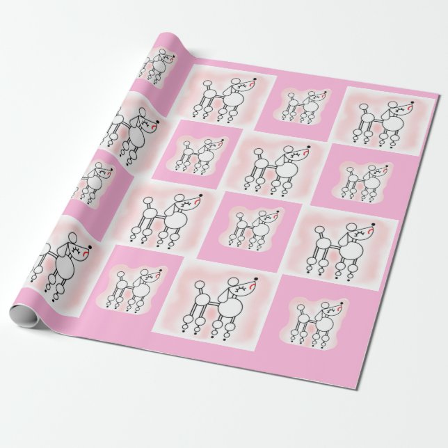 Papel De Presente Poodle Birthday deseja, dote papel embrulhado em u (Desenrolado)