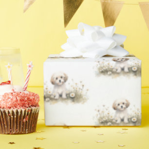 Papel De Presente Poodle De Aquarelas Em Disias