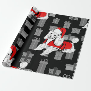 Papel De Presente poodle do xmas santa claus