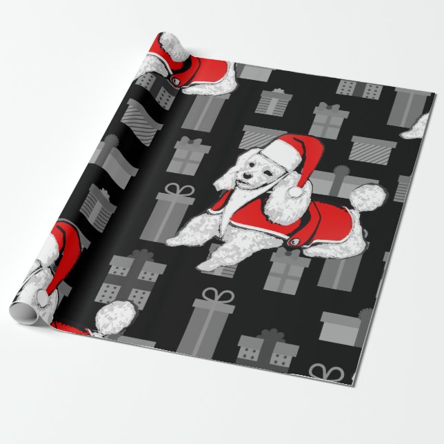 Papel De Presente poodle do xmas santa claus (Desenrolado)