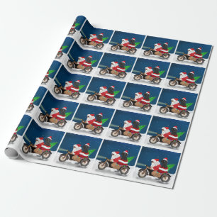 Papel De Presente Poodle Dog Natal Papai Noel 