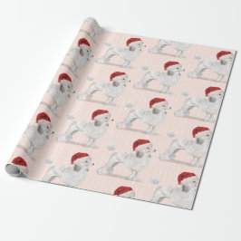 Papel De Presente Poodle Dog Natal Santa Hat