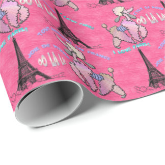 Papel De Presente Poodle glamourosa em Paris