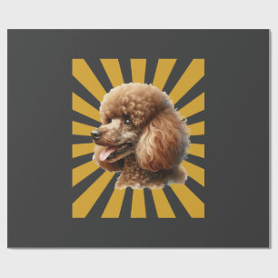 Papel De Presente Poodle Padrão Marrom Retro Sunburst
