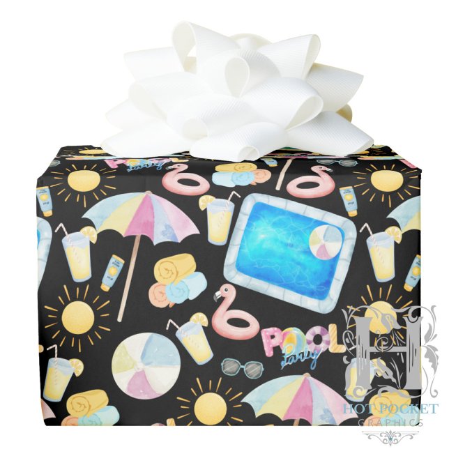 Papel De Presente Pool Party Gift Wrapping Paper - Black (Criador carregado)