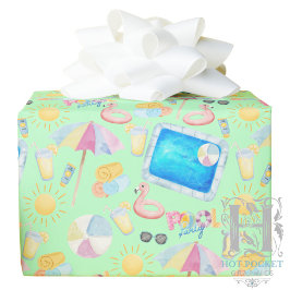 Papel De Presente Pool Party Gift Wrapping Paper - Green