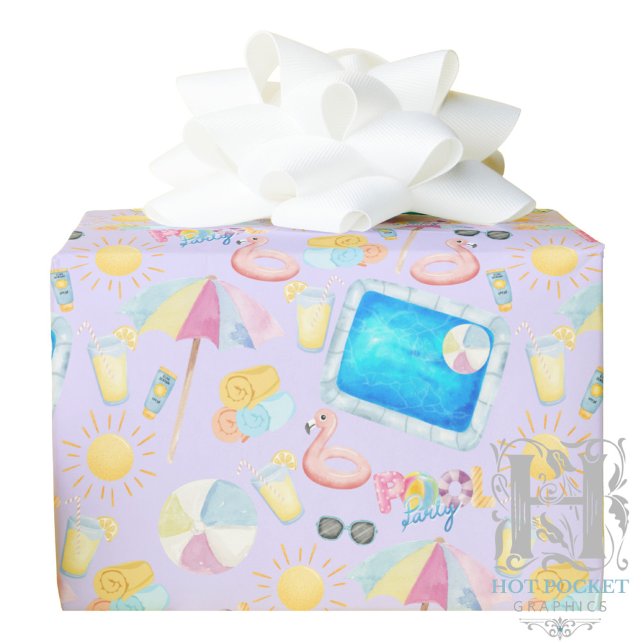 Papel De Presente Pool Party Gift Wrapping Paper - Purple (Criador carregado)