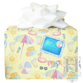 Papel De Presente Pool Party Gift Wrapping Paper - Yellow