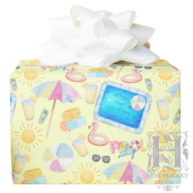 Papel De Presente Pool Party Gift Wrapping Paper - Yellow (Criador carregado)
