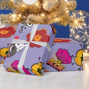 Papel de Presente Pop Art Comic Boom Ouch lavanda