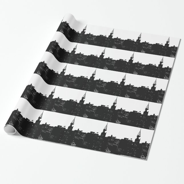 Papel De Presente Pop Art New York Silhouette (Desenrolado)