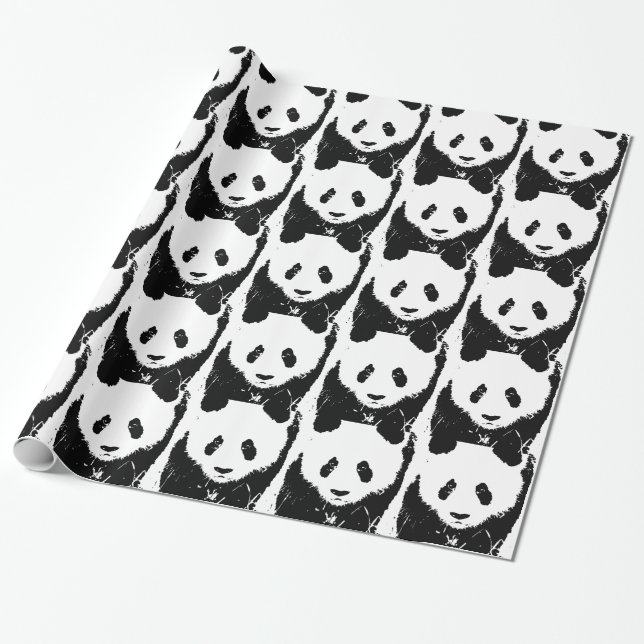 Papel De Presente Pop Art Panda Natal Wrap (Desenrolado)