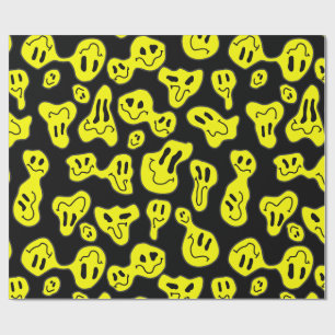 Papel De Presente pop arte derretendo rostos felizes retrô dos anos 