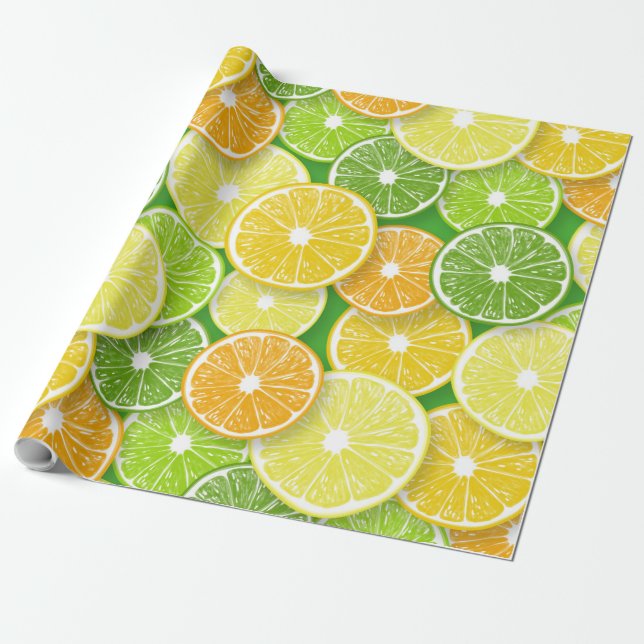 Papel De Presente Pop de fatias de fruta Citrus art 3 (Desenrolado)