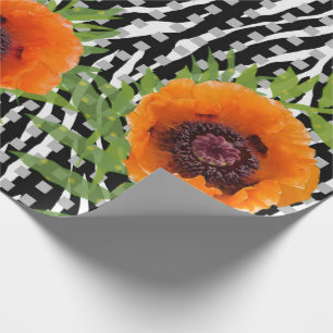 Papel De Presente Poppies com Padrões Pretos e Brancos