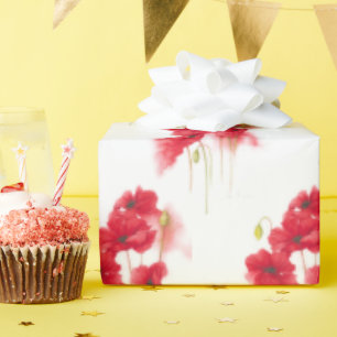 Papel De Presente Poppies vermelhos de aquarela