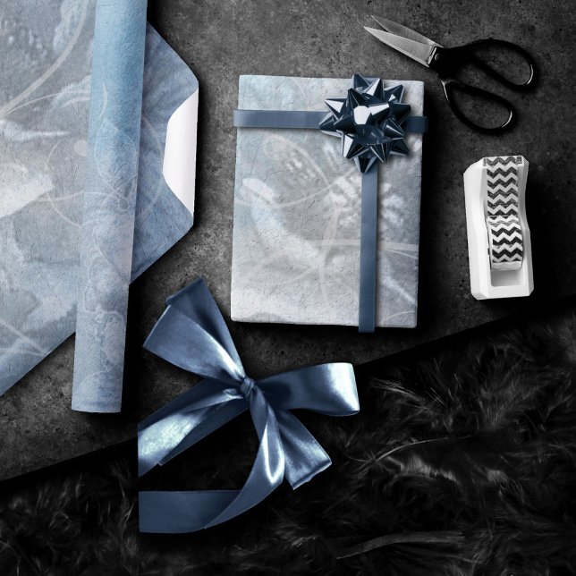 Papel De Presente Poppy Floral | Gorgeous Blue Dusty Hugh Flower (Criador carregado)