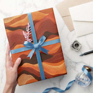 Papel De Presente Pôr do sol boêmio laranja ferrugem fluxo padrão ab