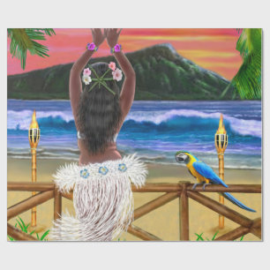 PAPEL DE PRESENTE PÔR DO SOL DA HULA HAWAIANA