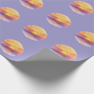Papel De Presente Pôr do Sol em Aquarela Horizonte Oceano Estético R