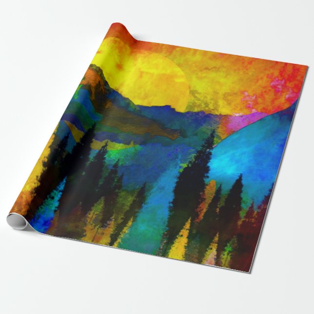 Papel De Presente Pôr do sol na montanha  (Desenrolado)
