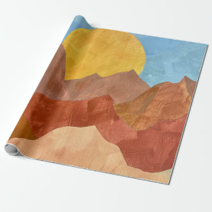 Papel De Presente Pôr do sol na montanha Boho – Paisagem de tons ter