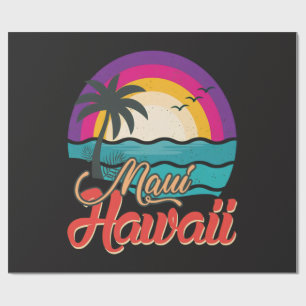 Papel De Presente Pôr do sol na praia de Maui no Havaí Ondas