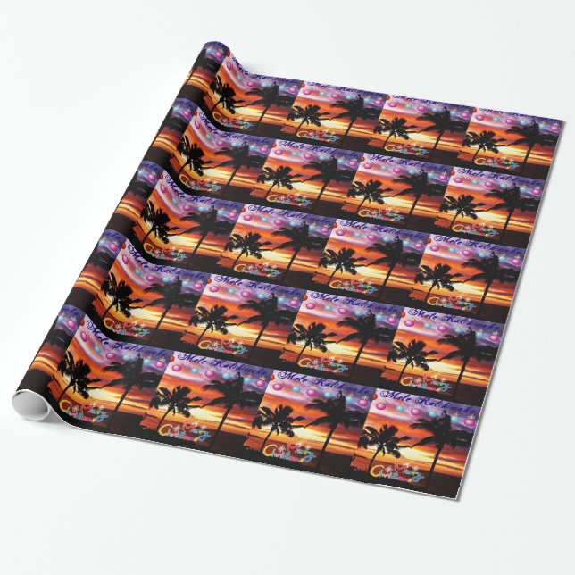 Papel De Presente pôr do sol natal havaiano (Desenrolado)