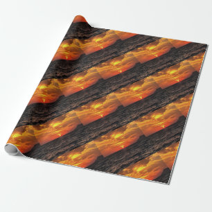 Papel De Presente Pôr Do Sol Sobre A Paisagem Do Mar Egeu