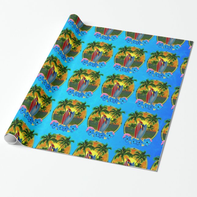 Papel De Presente Por do sol tropical (Desenrolado)