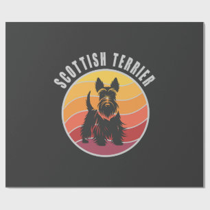 Papel De Presente Pôr do sol vintage do Terrier Escocês