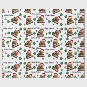 Papel De Presente Porca Antiga Com Padrão Natalino de Telefone Retrô
