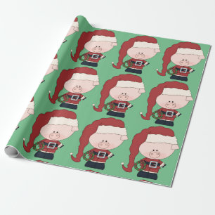 Papel De Presente Porco Claus do papai noel