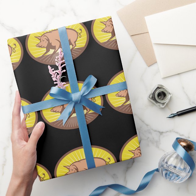 Papel De Presente Porco de Fazenda retrô com queimadura solar (Criador carregado)