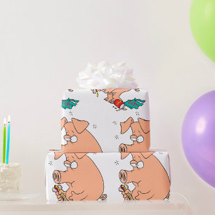 Papel De Presente Porco Gorducho Amante de Lanches