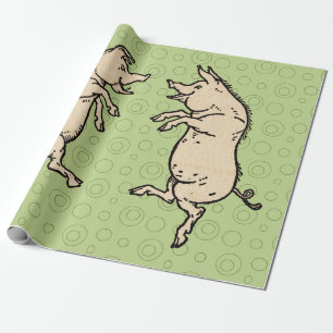 Papel De Presente Porcos Antigos Dançando: Jig de Porquinho Vintage