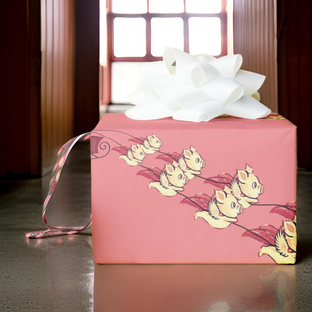 Papel De Presente Porcos Voadores Dormir Papel de Embalagem de Natal (Criador carregado)