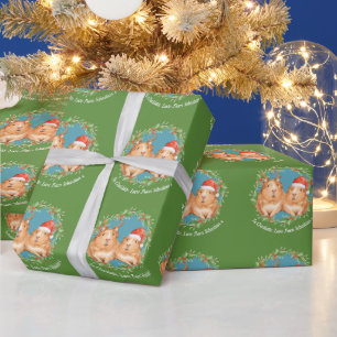 Papel De Presente Porquinhos da Índia de Natal Coroa de Natal e Rena