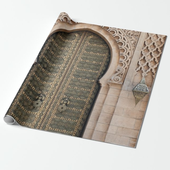 Papel De Presente PORTA DE MADEIRA cinza (Desenrolado)