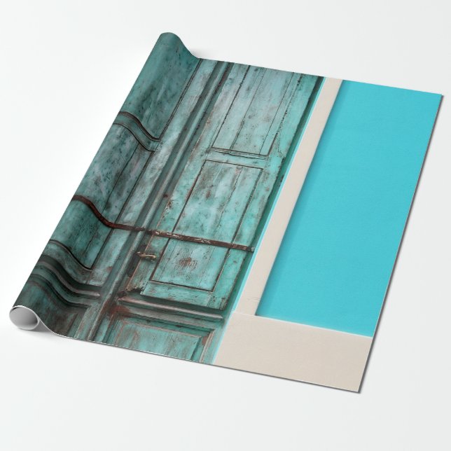 PAPEL DE PRESENTE PORTA DE MADEIRA FECHADA (Desenrolado)