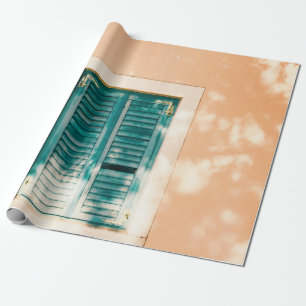 Papel De Presente Porta de madeira verde fechada