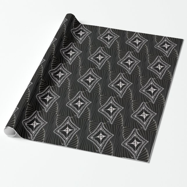Papel De Presente Porta-pipa Abstrato de Diamante Preto (Desenrolado)