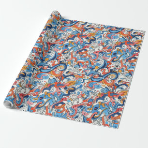 Papel De Presente Portas Desenhadas Aleatórias