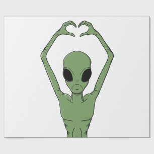 Papel De Presente Pose do Coração Alien