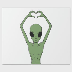 Papel De Presente Pose do Coração Alien