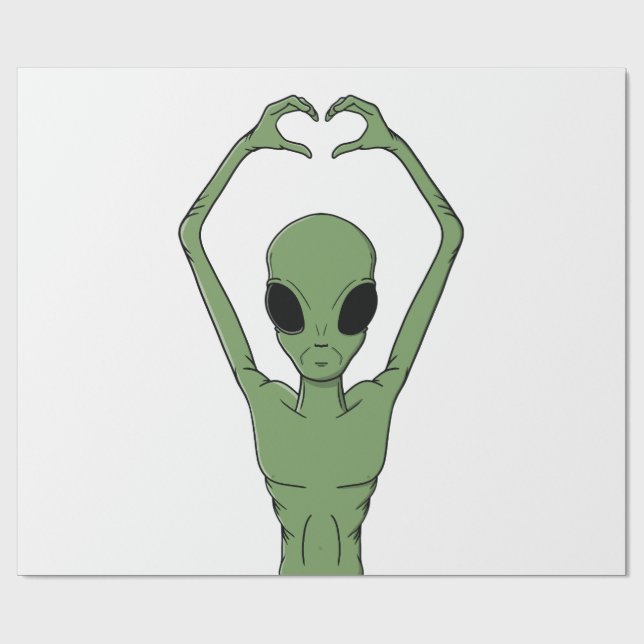 Papel De Presente Pose do Coração Alien (Aberto)