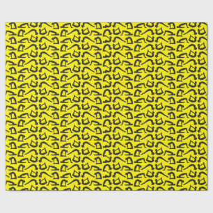 Papel De Presente Posições em Yoga Amarelo em Preto Silhuetas